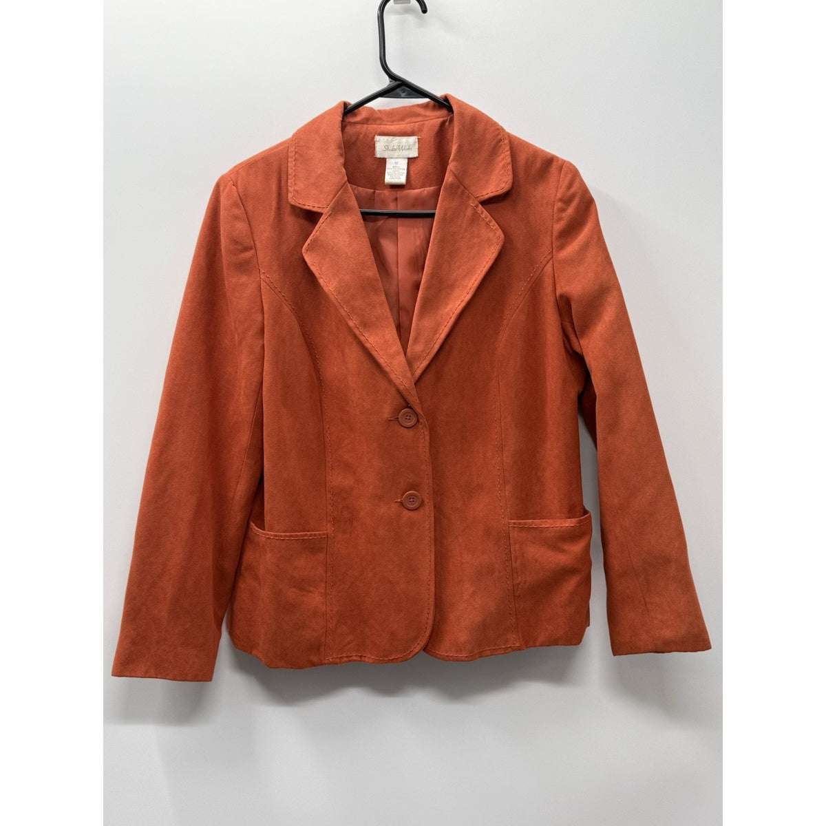 Studio Works Womens Blazer Jacket Size 12 Burnt Orange Faux Suede Career Western