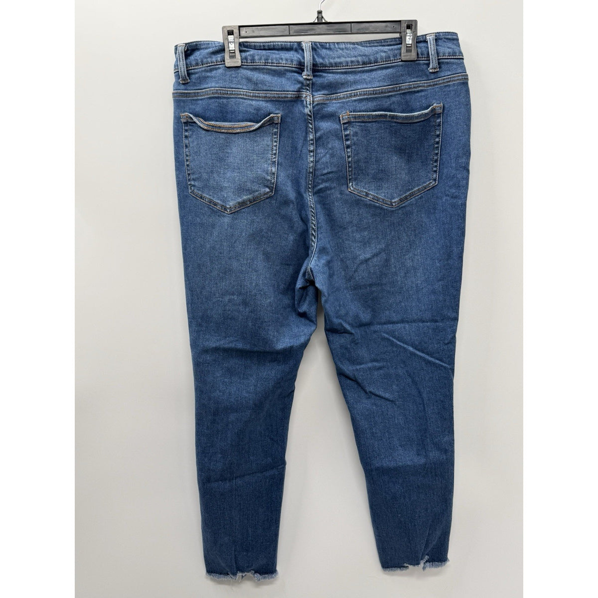 Terra & Sky Womens Jeans 16W Skinny Ankle Distressed Stretch Raw Hem Blue