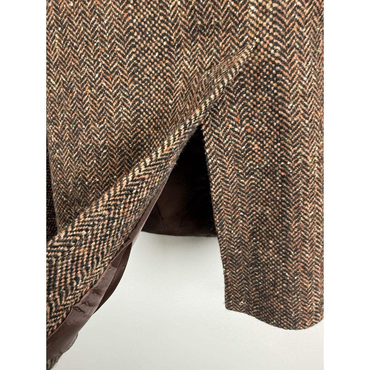 Caston Vintage Herringbone Wool Blend Blazer Jacket Petite 14 Brown Academia