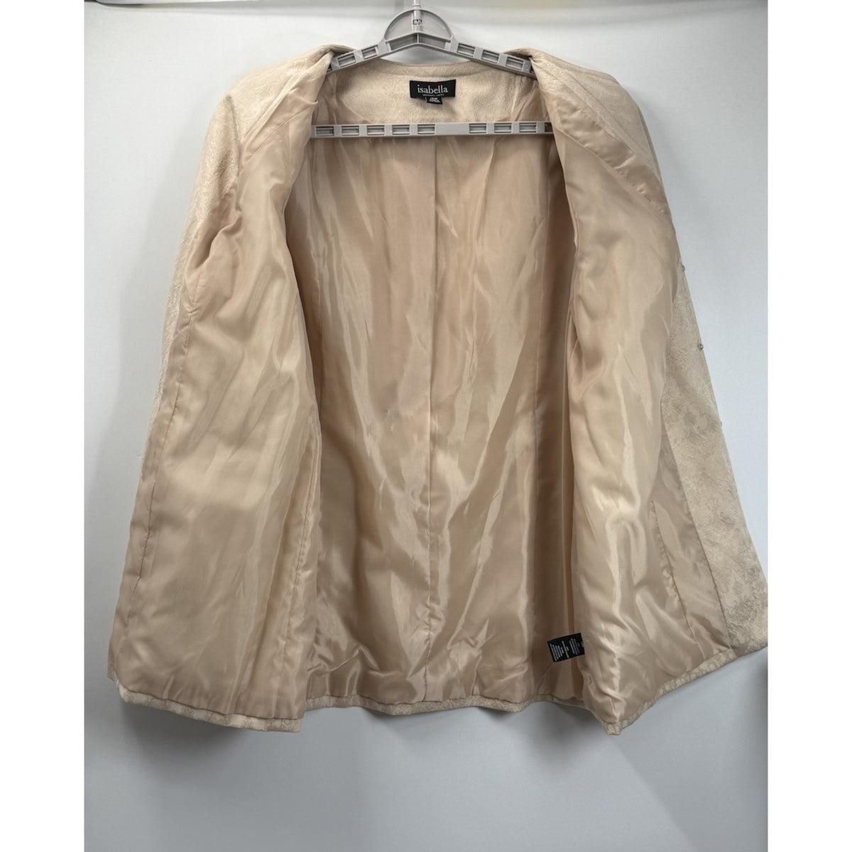 Isabella Women’s 14W Ivory Brocade Jacket Floral Embroidered Lined Dressy Blazer