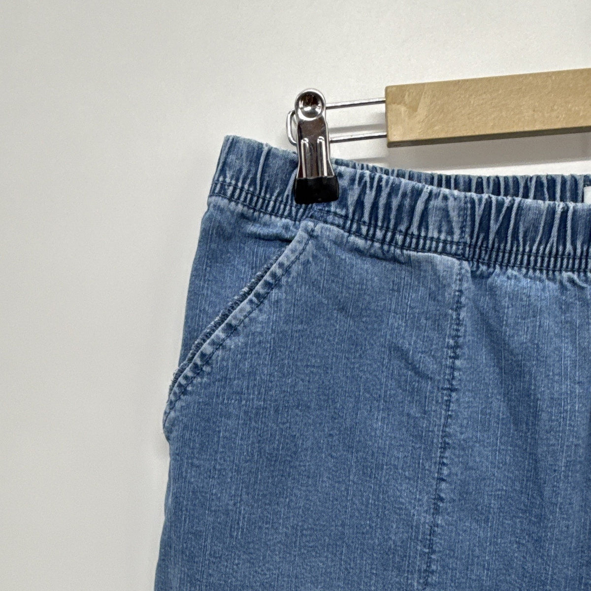 Croft & Barrow Women Pull On Stretch Denim Jeans Elastic Waist Pockets Blue 20W