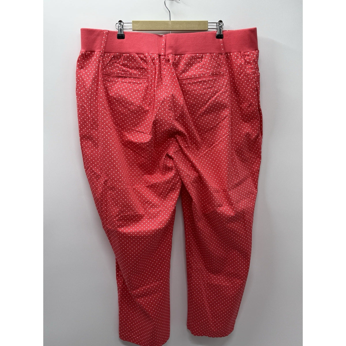 Woman Within 28W Pink Polka Dot Stretch Pants Natural Fit Tummy Control NWOT