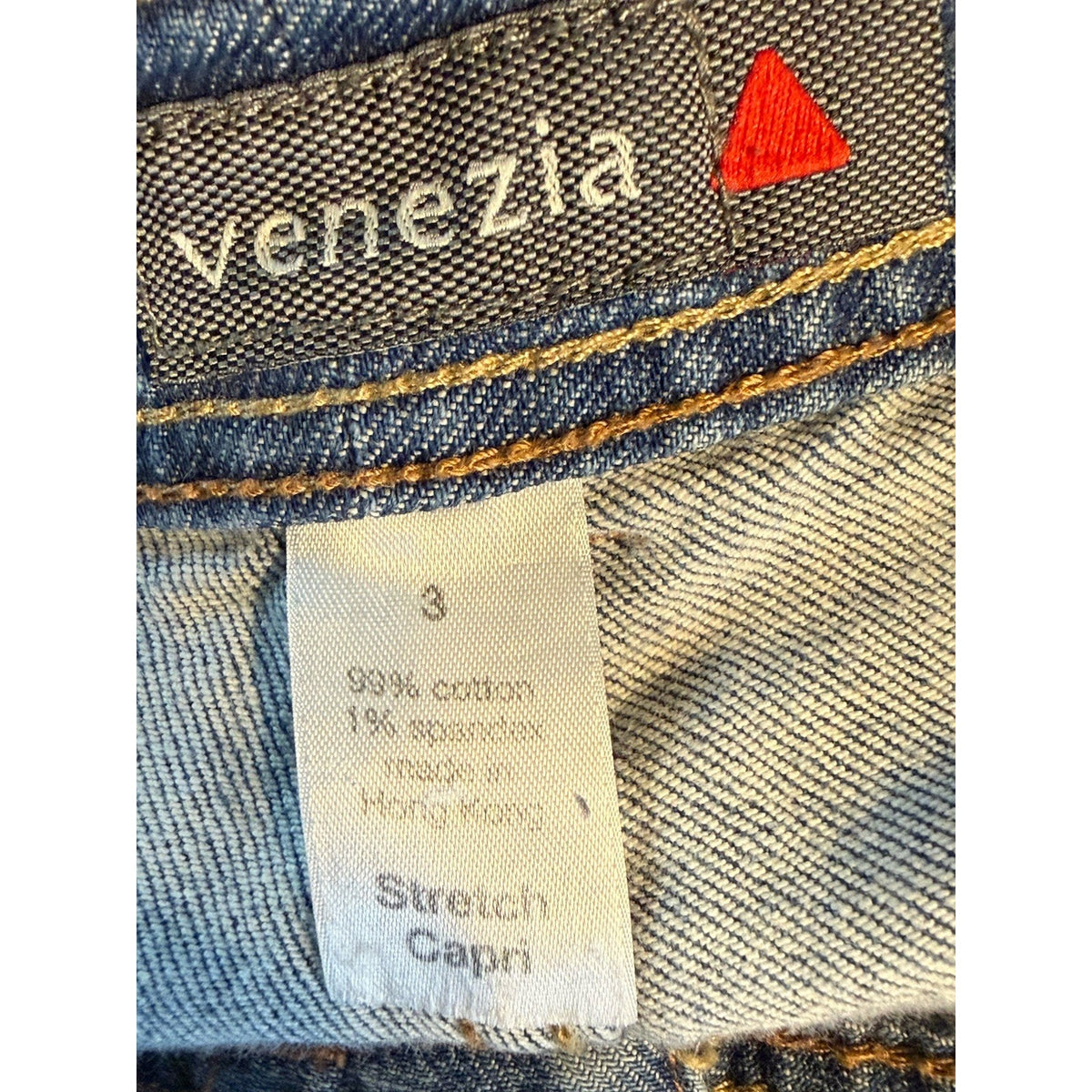Venezia Jeans Capri Cropped Denim Pants Size 3 Blue Stretch Cuffed Stretch