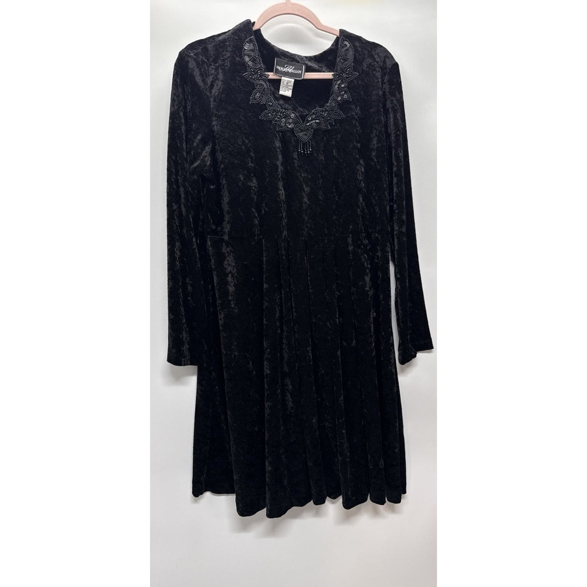 Molly Malloy Black Velvet Dress Beaded Neck Gothic Romantic Whimsigoth 12