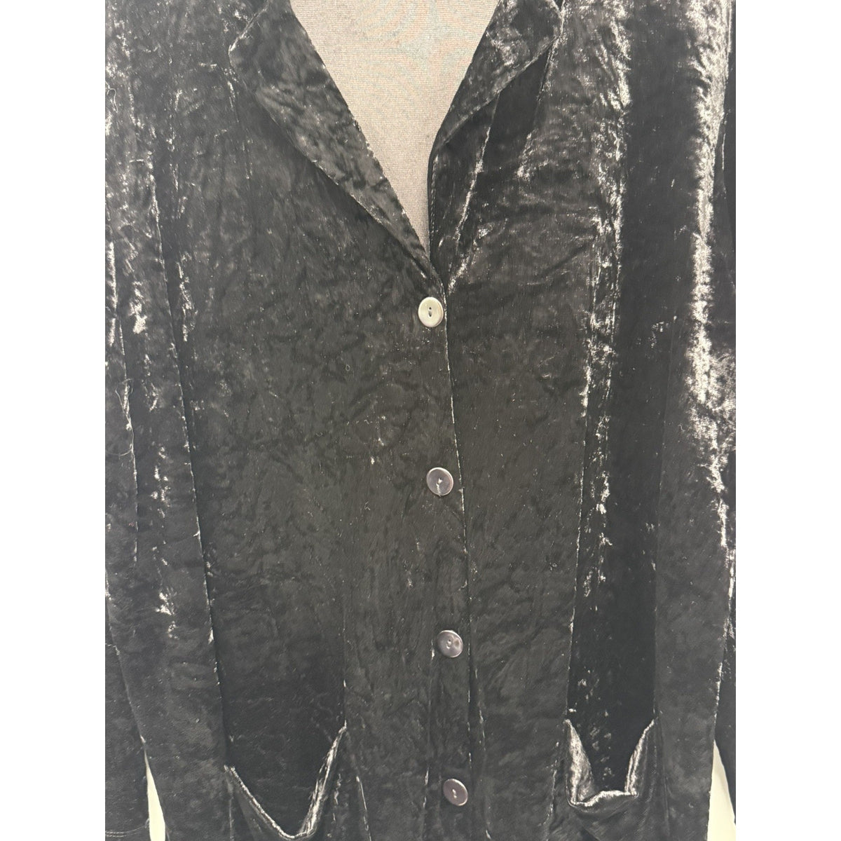 VTG Carole Little Black Button-Front Jacket Pockets Mid-Length 1X-2X?