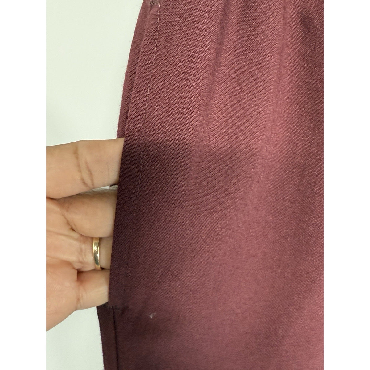 BONWORTH Women's Wine Pull-on Dress Pants SZ L Petite Elastic Waist Pockets