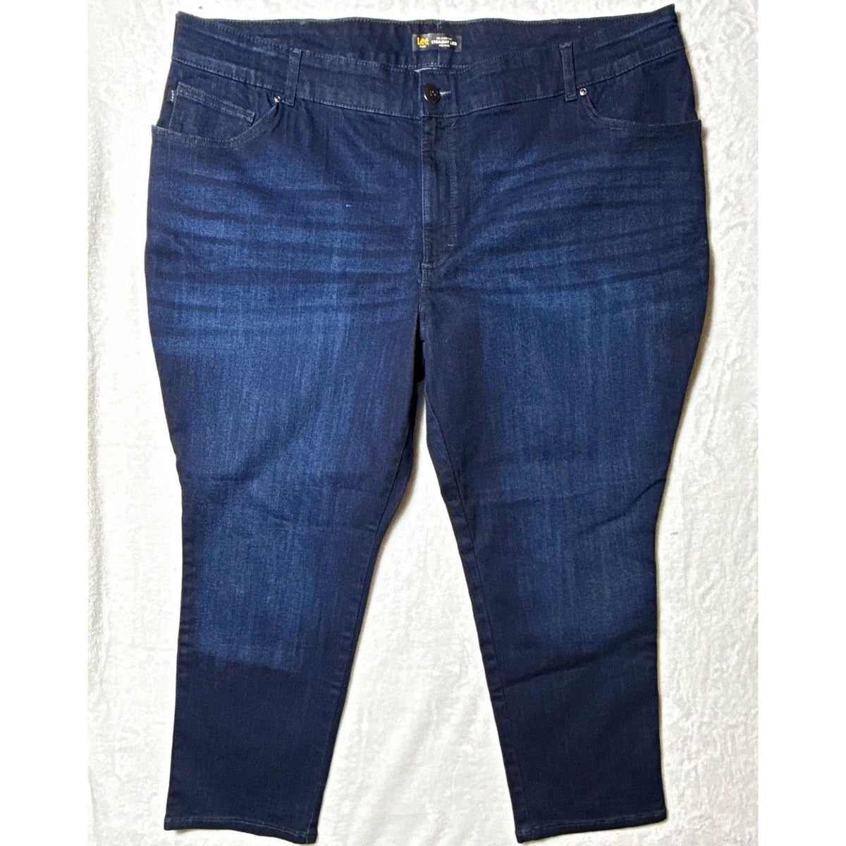 Lee Women Plus Size Relaxed Fit Stretch Denim Straight Leg High Rise 26W