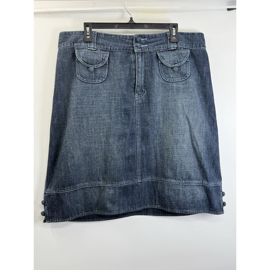 Venezia Denim Skirt Womens 18 Blue Y2K Button Detail Pocket Midi Jean Skirt