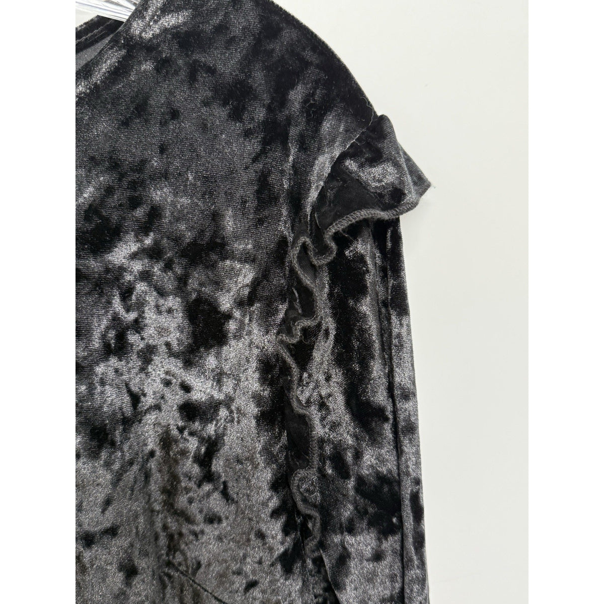 Mossimo Supply Co. Womens Black Velvet A-Line Dress Keyhole Ruffle Sleeve XL