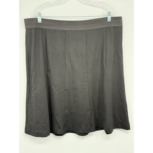 Lane Bryant Size 18 Black A-Line Knit Skirt Side Zip Stretch