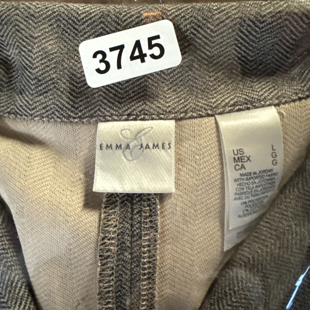 Emma James Womens L Herringbone Blazer Jacket Brown Career Classic Button Front