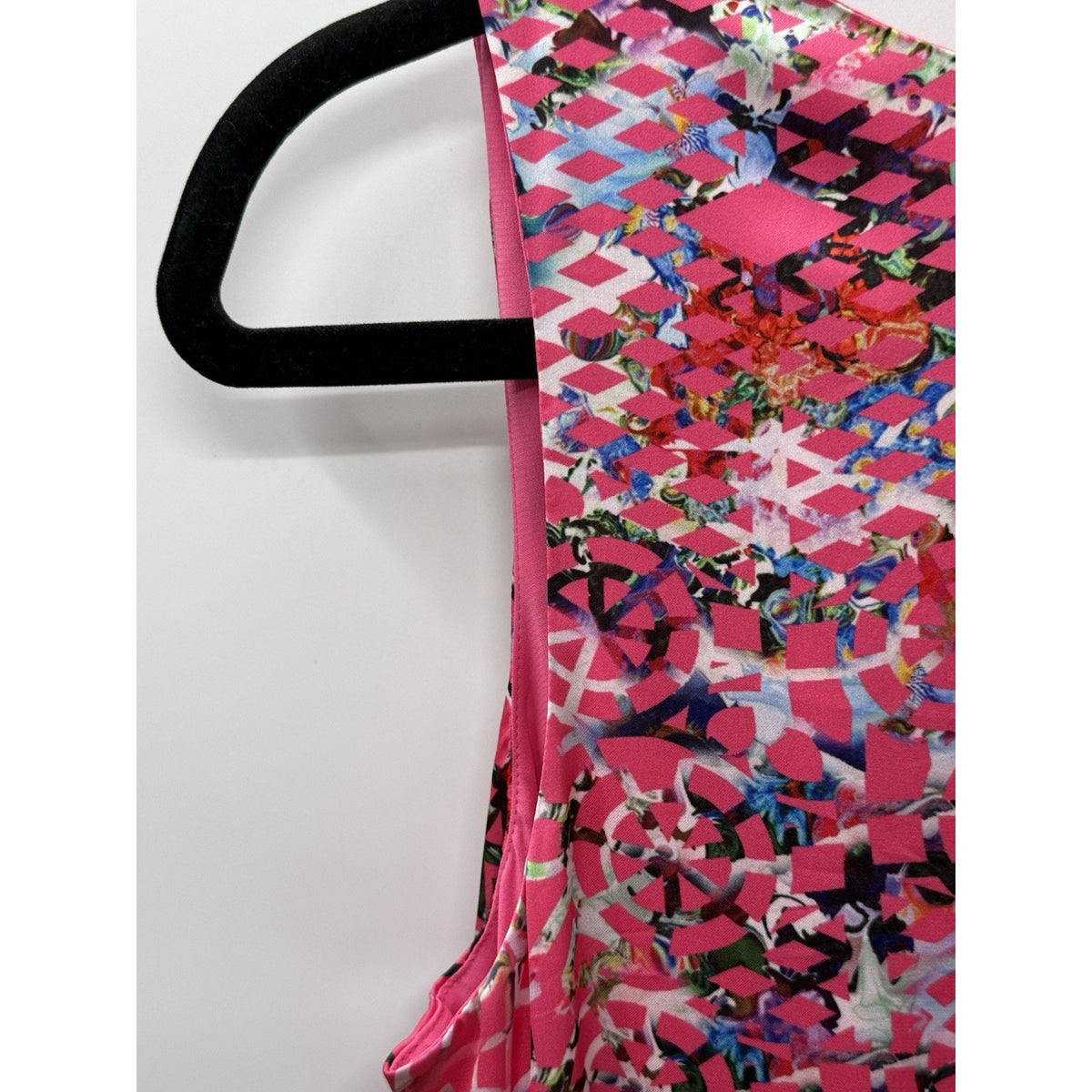 Cynthia Rowley Pink Multicolor Print High Low Dress Womens Size 8 V Neck