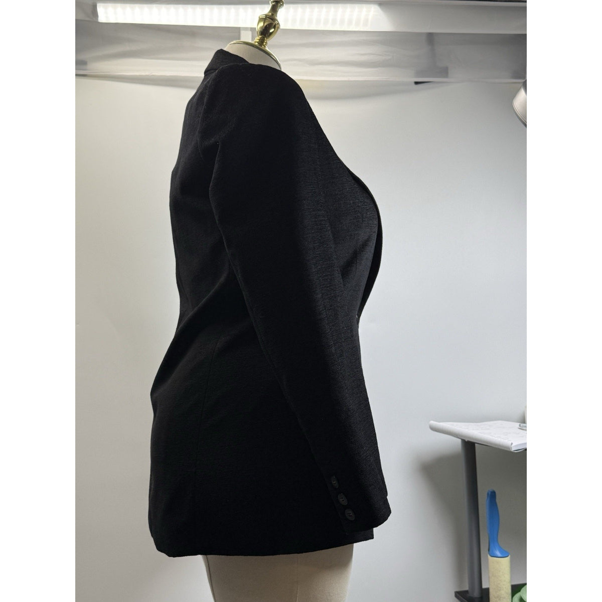 Finity Studio Black Textured Blazer Jacket Women Size 10 Career Minimalist Y2K