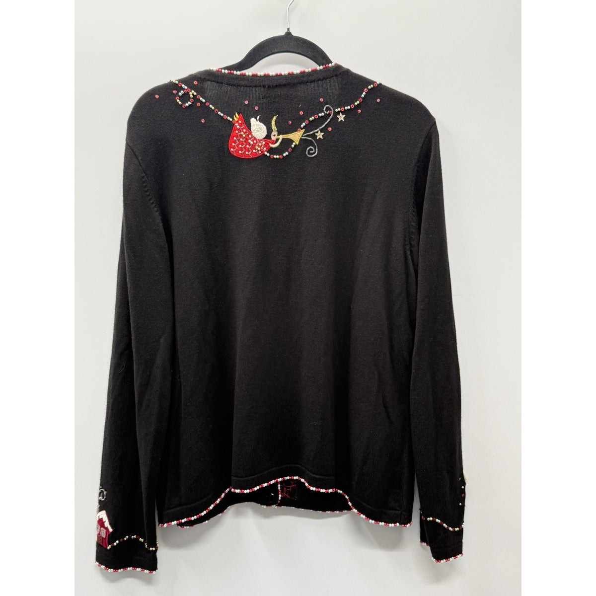 Just B XL Christmas Cardigan Nutcracker Angel Beaded Sequin Holiday Sweater