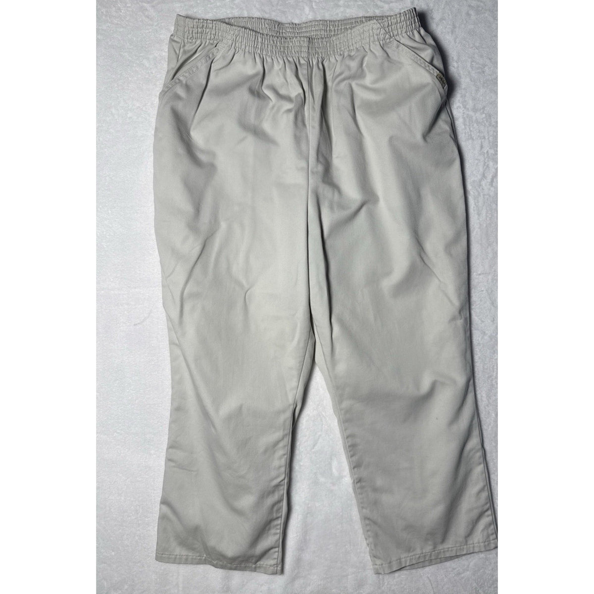 Chic Pants Elastic Waist Pull On Straight Leg Women Plus Size 22W Pockets Cream
