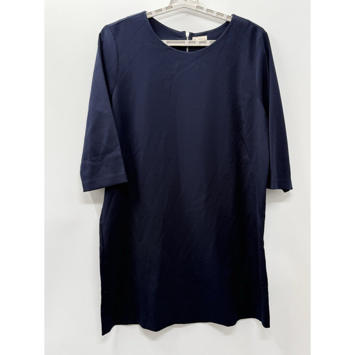 Gap Designed & Crafted Navy Shift Dress Size 20 3/4 Sleeve Back Zip Stretch
