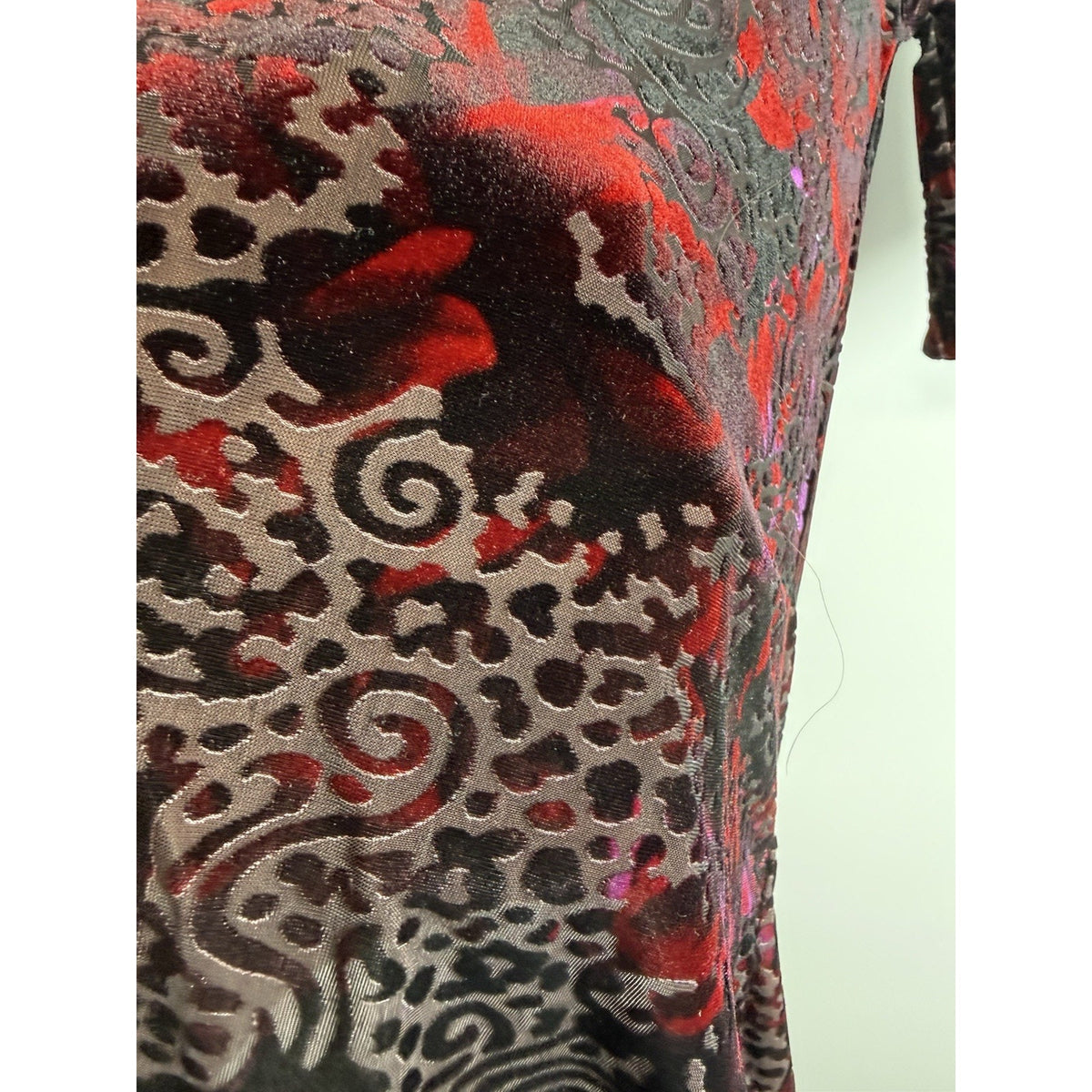 Cupio Burnout Velvet Top M Whimsigoth Gothic Romantic Red Black Floral