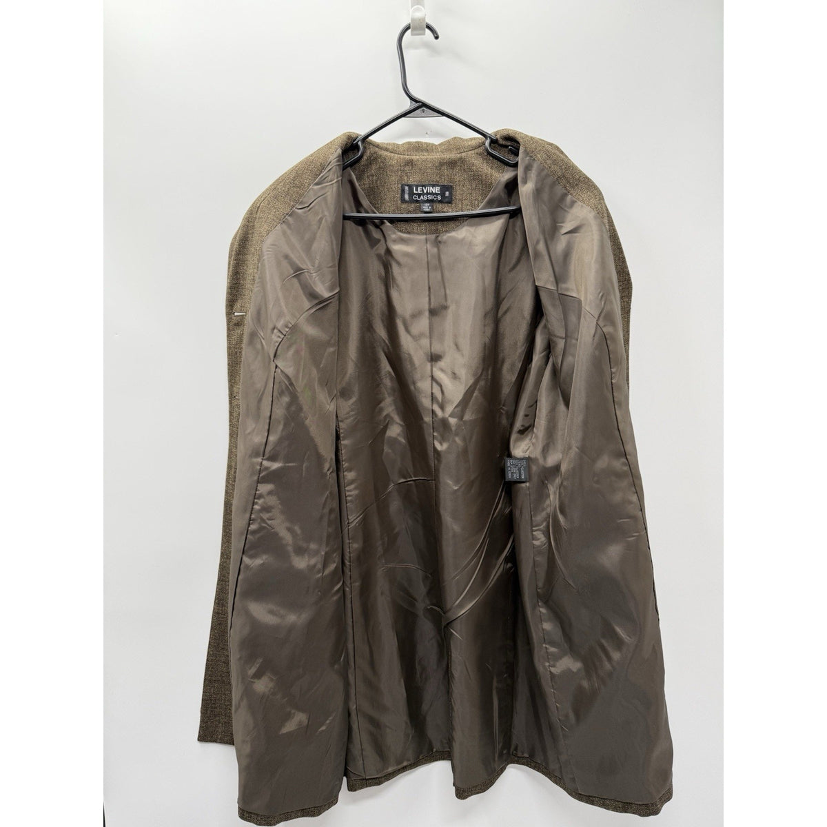 Levine Classics 18W Olive Brown Herringbone Long Coat Jacket Plus Size