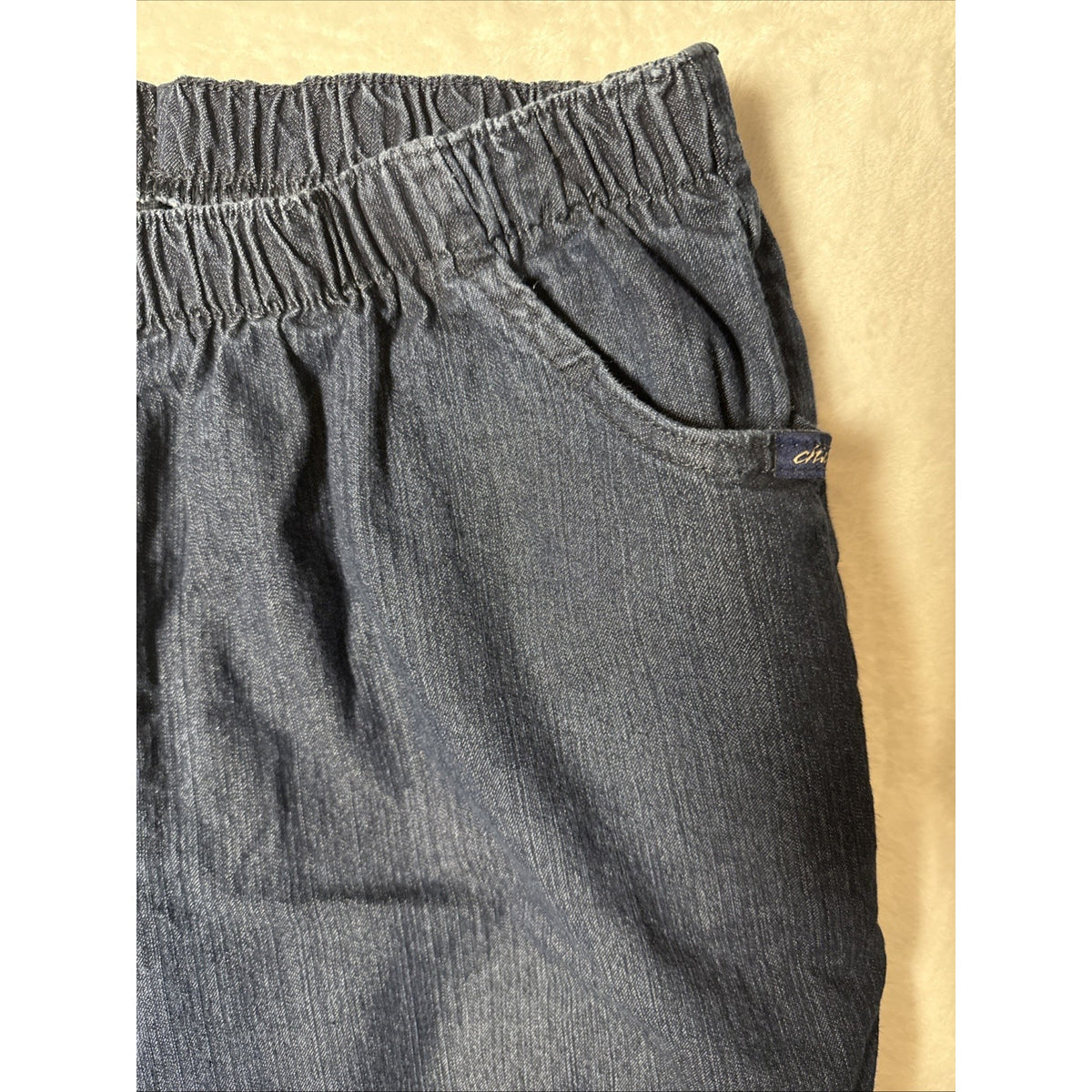 Chic Jeans Women Sz 16 Petite Denim Elastic Waist Pull On Straight Leg Stretch