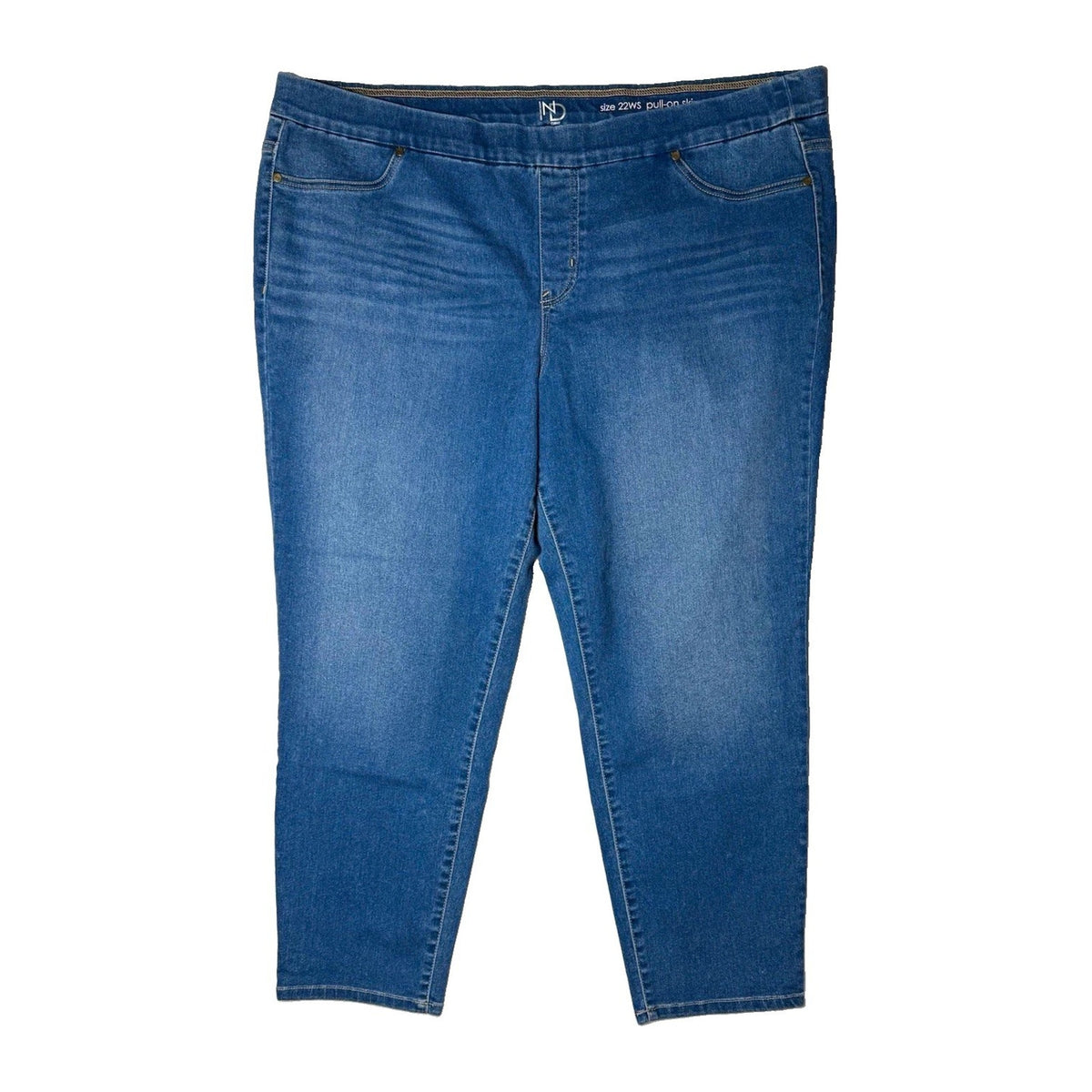 New Directions Curvy Women Plus Size Pull On Skinny Stretch Denim Jeans Blue