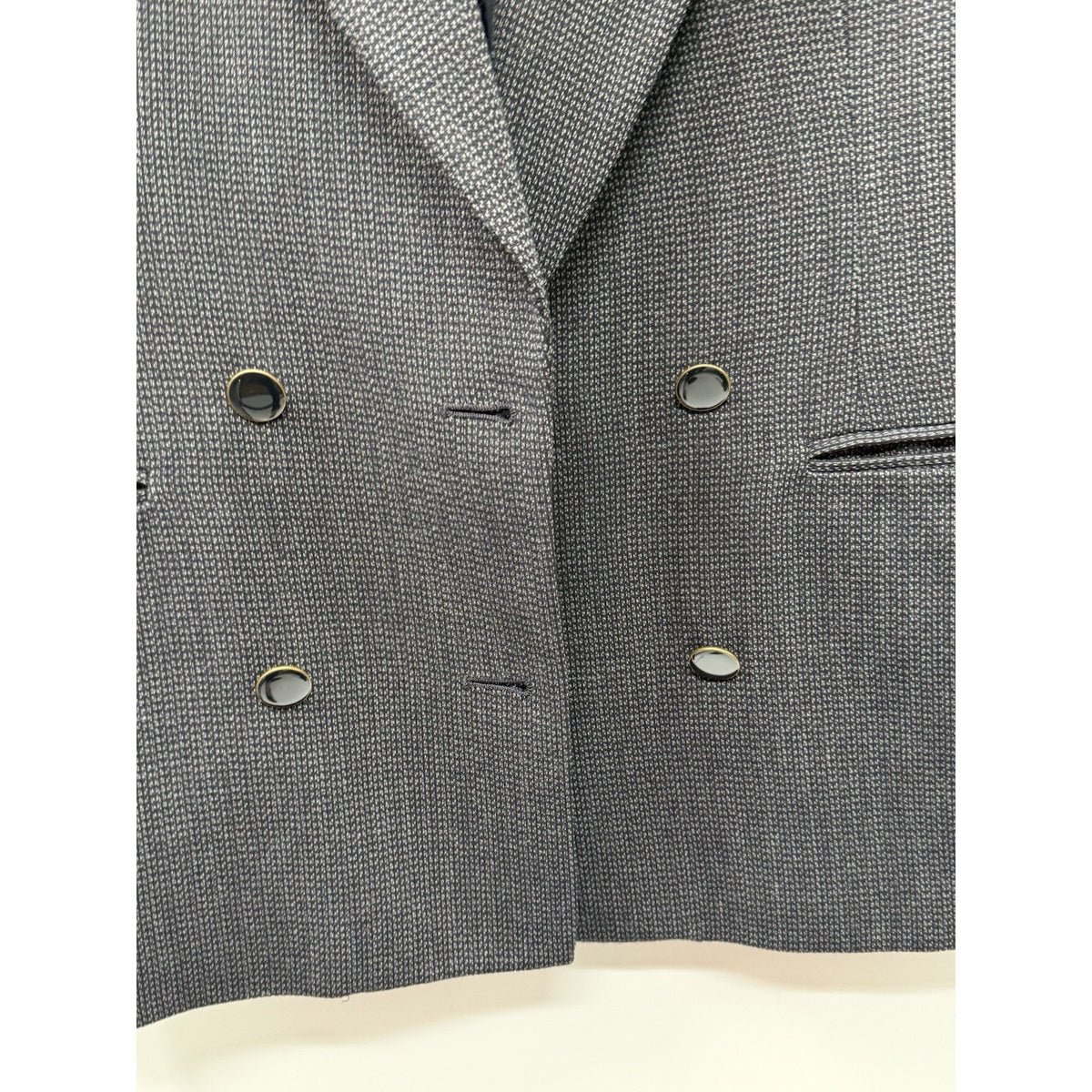 Vintage Jones New York Wool Blazer Womens 14 Black Gray Double Breasted