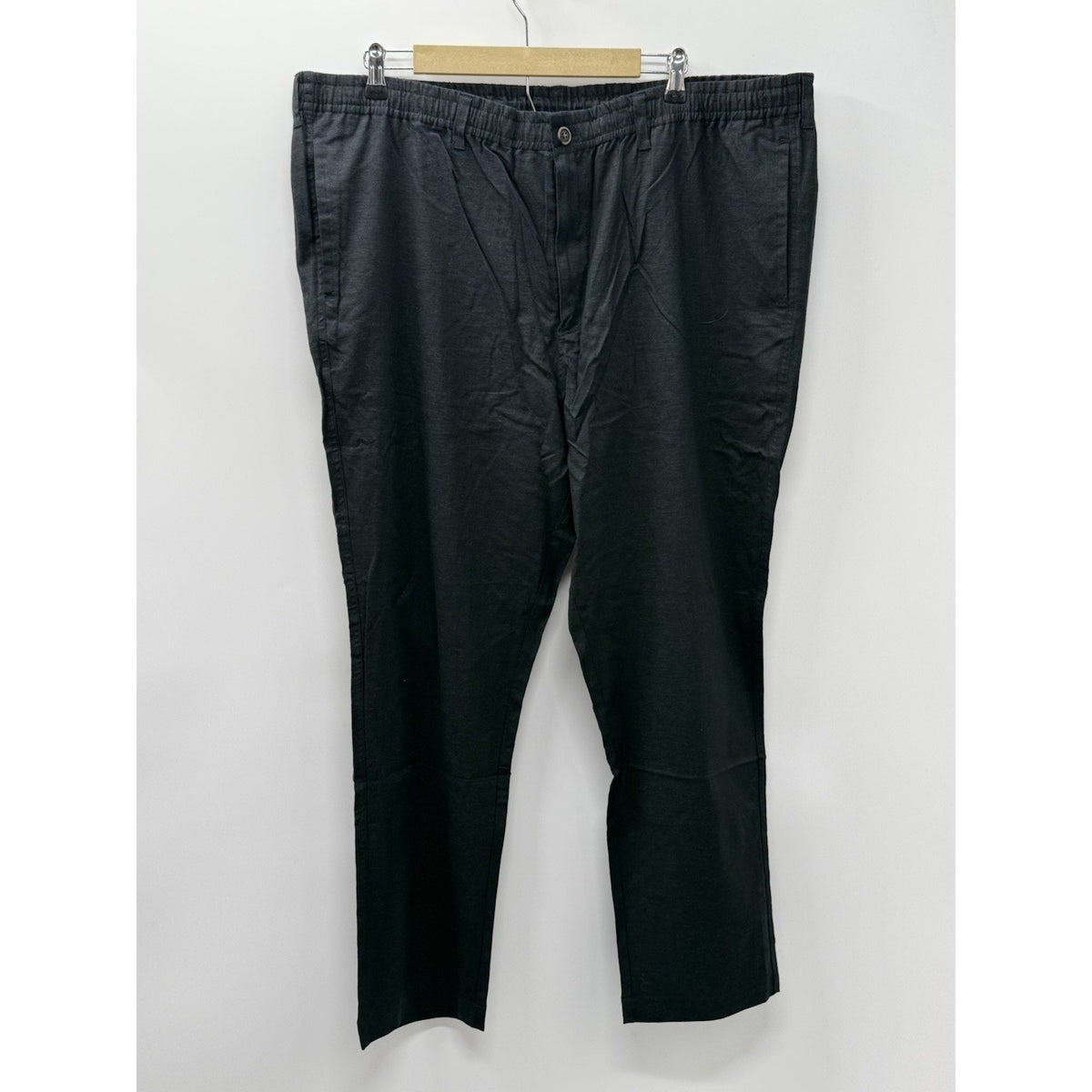 28 Palms Men’s Linen Blend Pants XXL 30 Black Elastic Waist Straight Casual