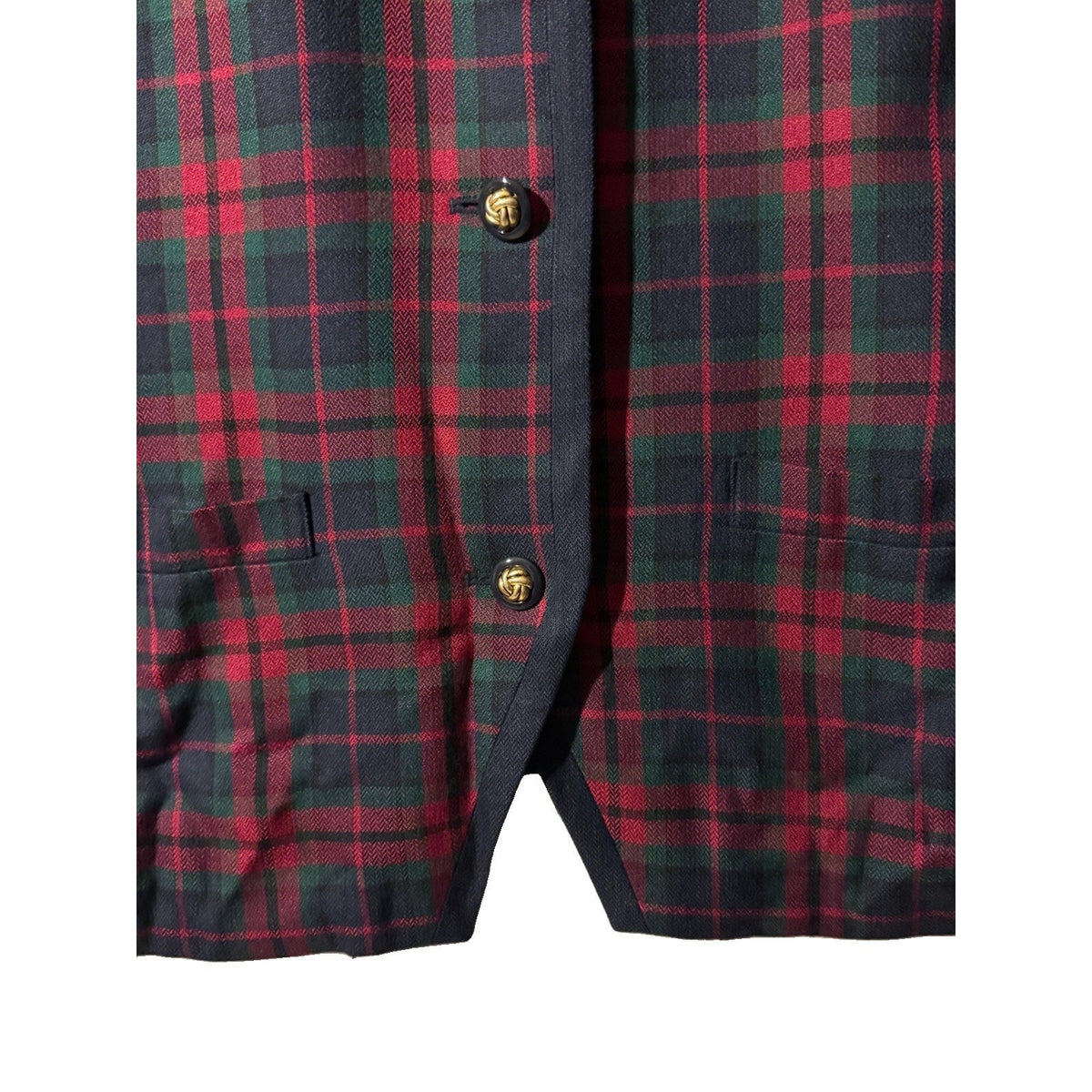 Le Suit 100% Rayon Plaid Blazer Jacket Womens 18 Red Green Tartan Gold Button