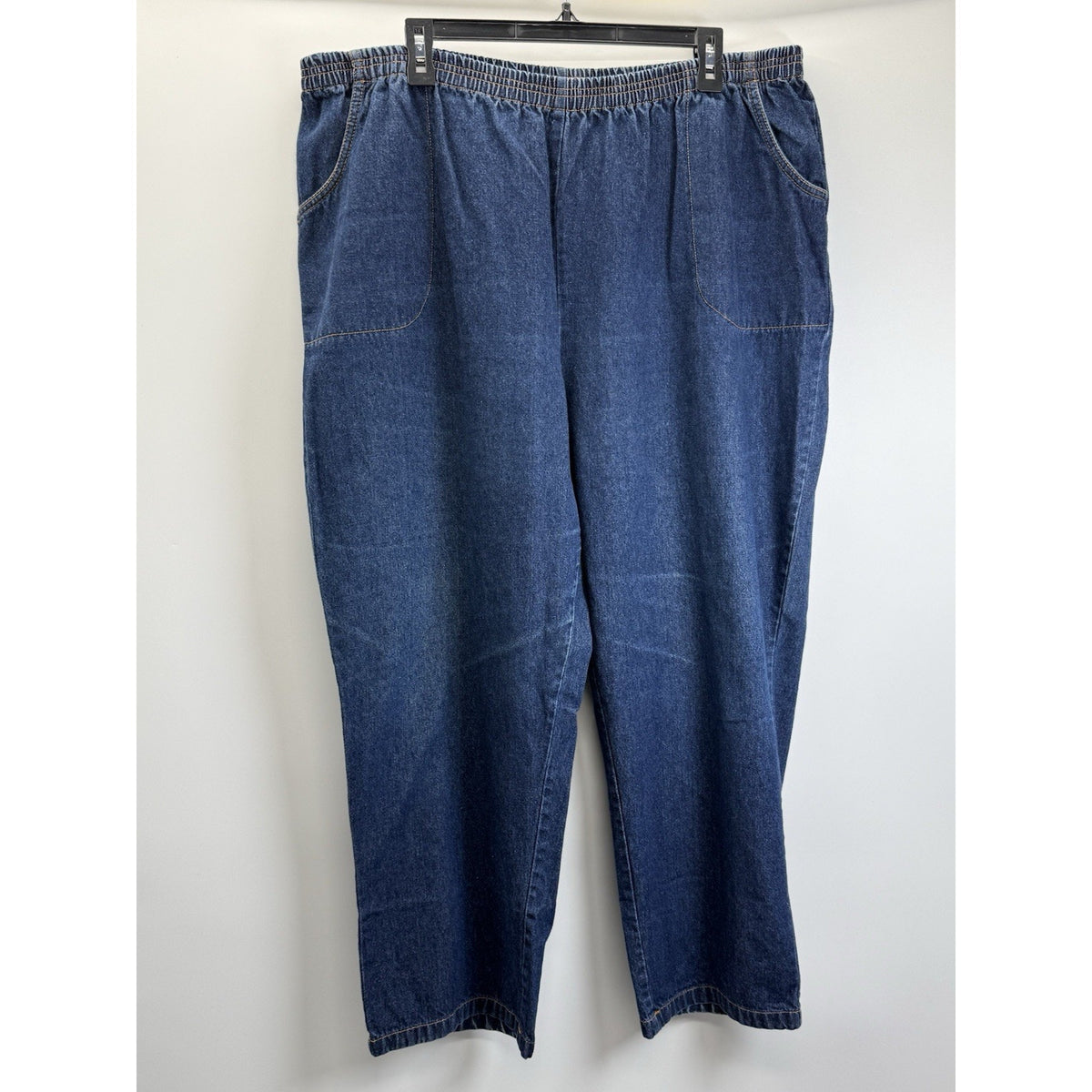 Blair Pull On Denim Jeans Womens 22WP Elastic Waist Dark Wash Straight Leg