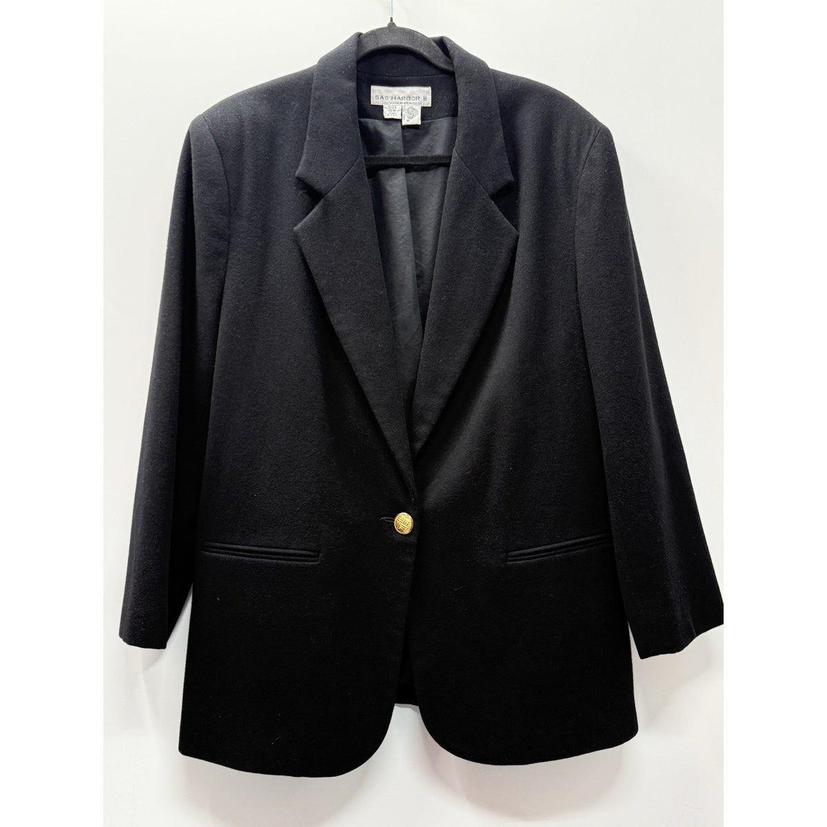 Sag Harbor II 100% Wool Black Blazer Womens 18W Made USA Career Office Jacket
