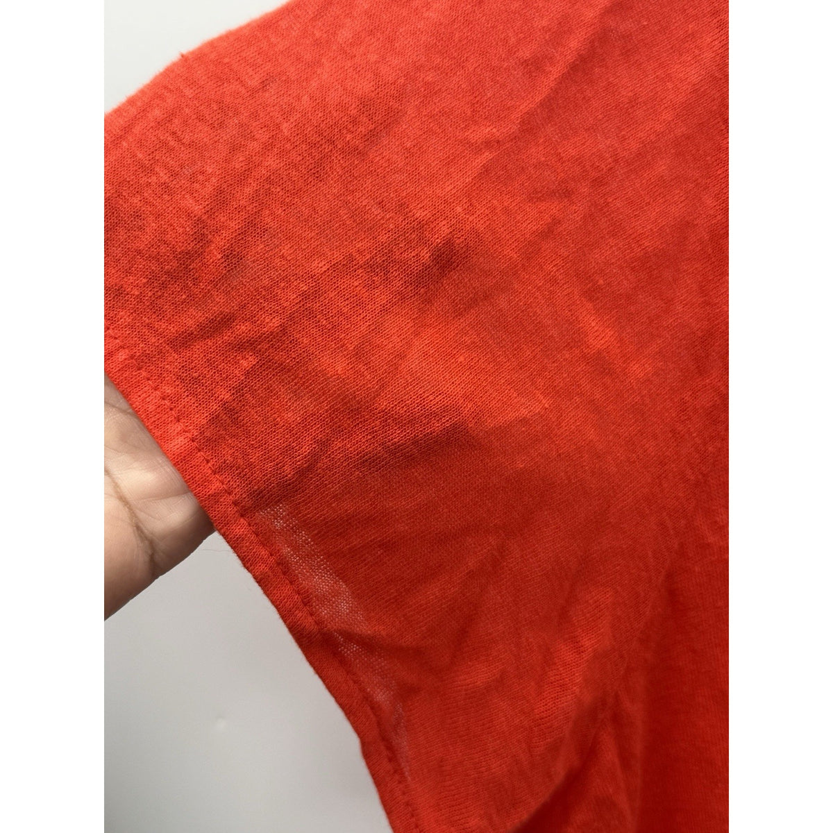 Tahari 1X 100% Linen Top Coral Red V Neck Oversized Relaxed Boho Coastal
