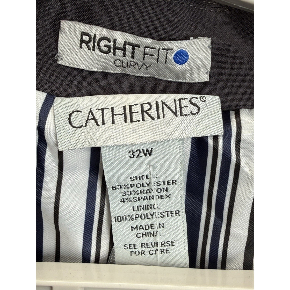 Catherine’s Black Curvy Right Fit Blazer Jacket 32W Brown One Button Career