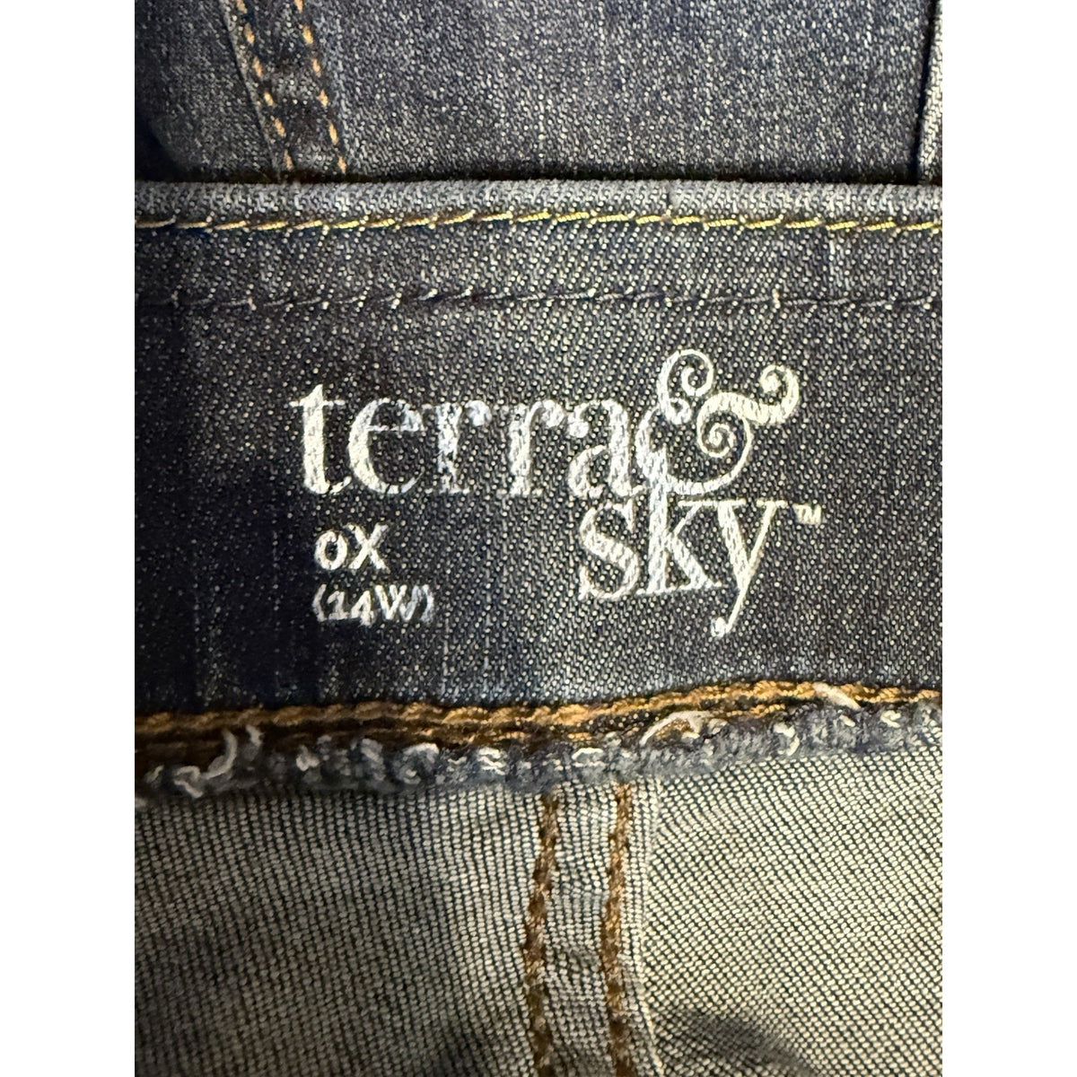 Terra & Sky Women’s Straight Leg Jeans 14W 0X Blue Stretch Denim Plus Size