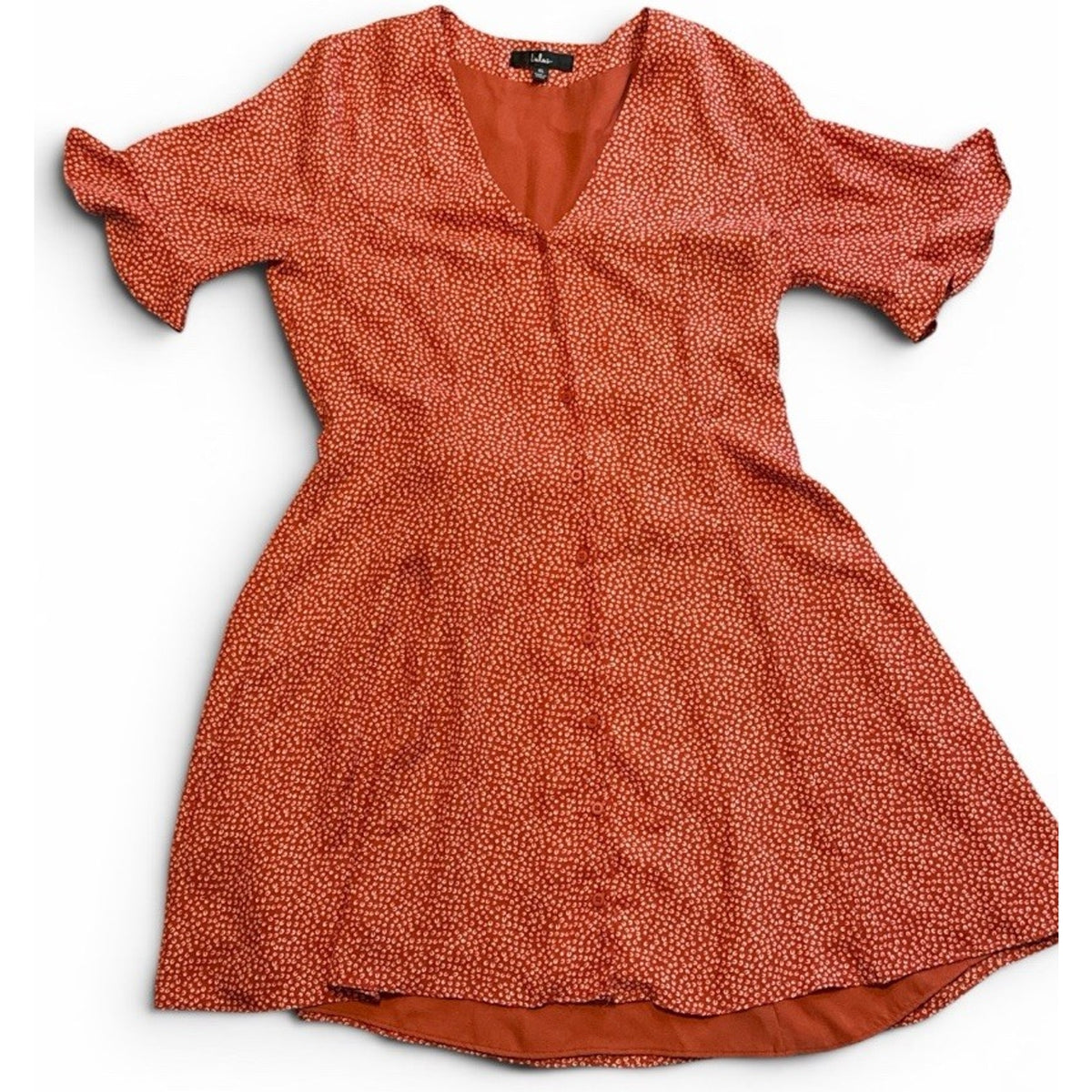 Lulus Floral Print Mini Dress Ruffle Sleeve Button Front Casual Summer Dress XL
