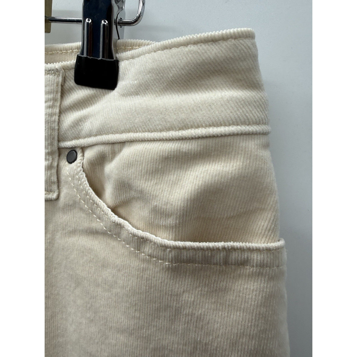 Croft & Barrow Womens 16 Ivory Corduroy Pants Straight Leg Stretch