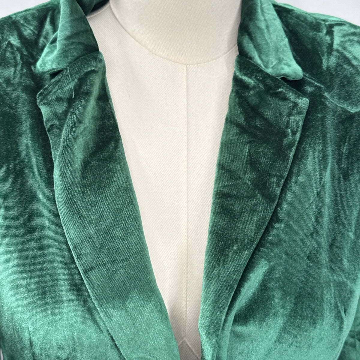 Green Velvet Blazer Womens XL 18 Single Button Gold Buttons Jacket Holiday