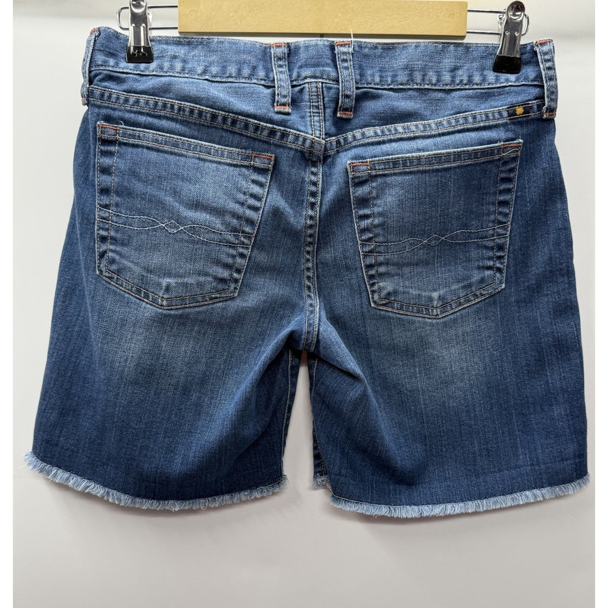 Lucky Brand Abbey Double Roll Denim Shorts Womens 26 Frayed Raw Hem Stretch