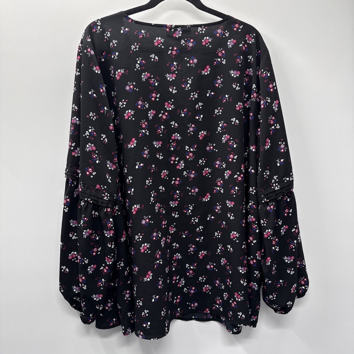 LANE BRYANT Blouse Plus Size 26 Black Floral Fairy Boho Y2K Romantic Whimsy
