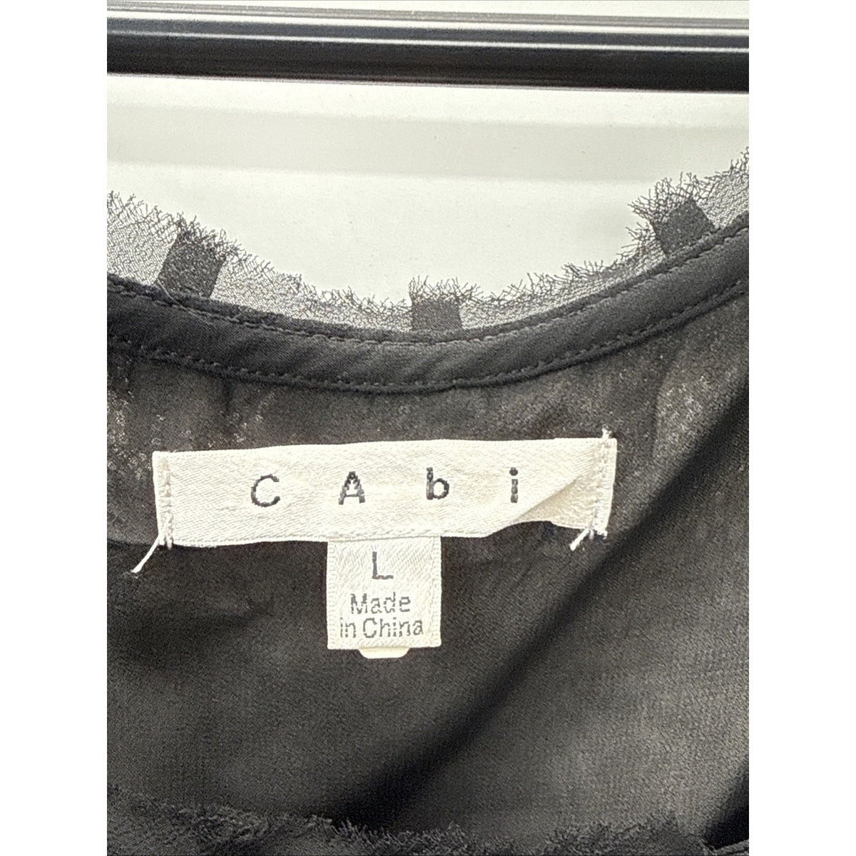 CAbi Blouse Top Womens L Black Lace Bow Whimsigoth Romantic Fairy 90s Romantic