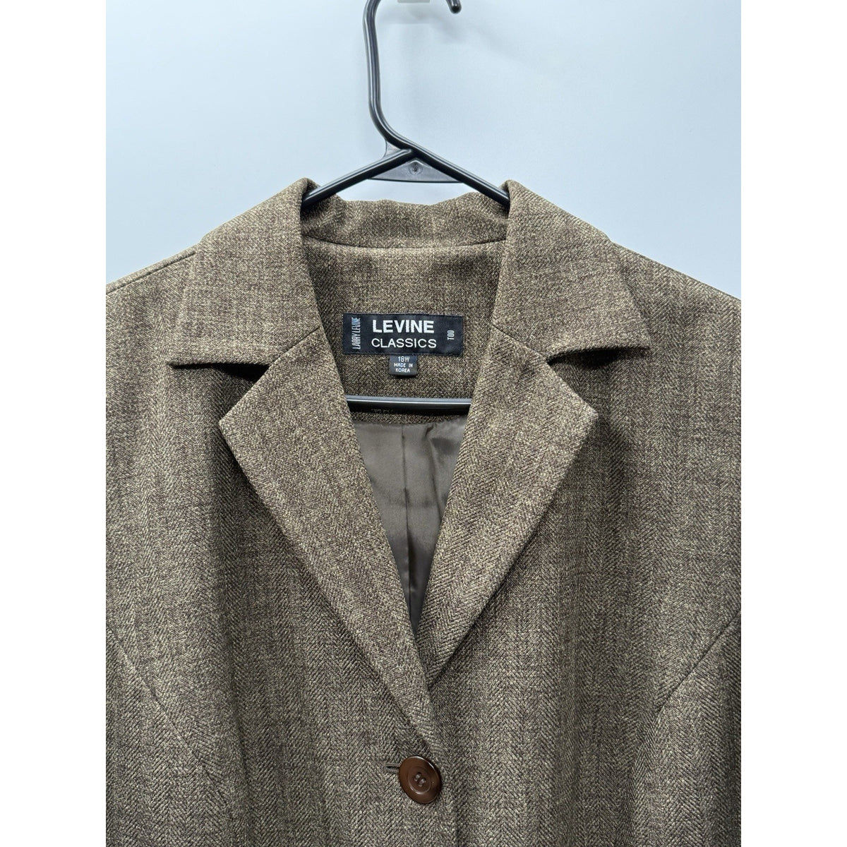 Levine Classics 18W Olive Brown Herringbone Long Coat Jacket Plus Size