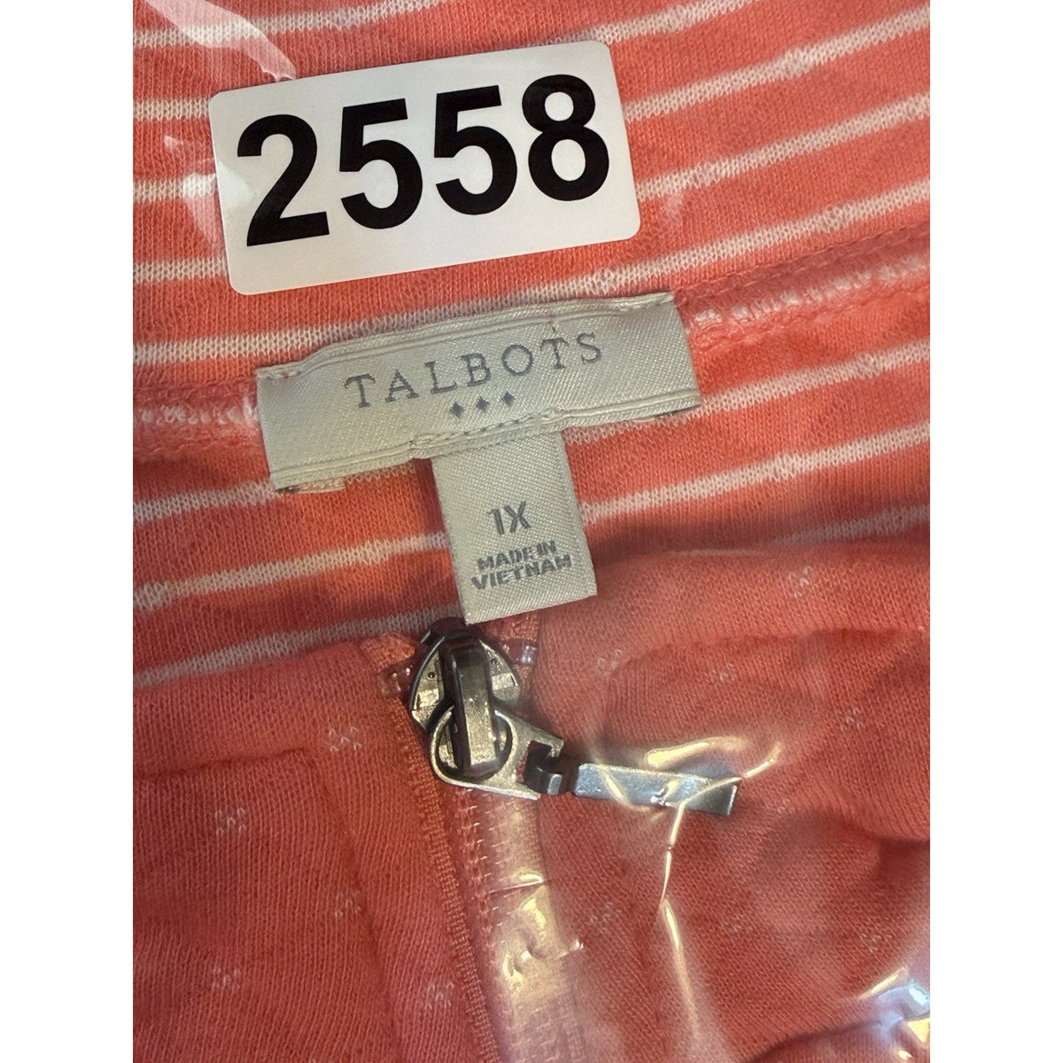 Talbots Women’s Quilted Zip Front Vest Pink Stripe Lined Size 1X