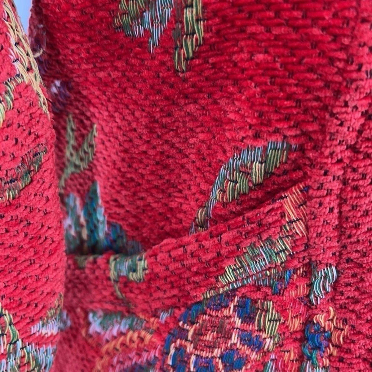 Parsley & Sage Boho Artsy Floral Jacket Red Woven Texture Button Front SZ Small