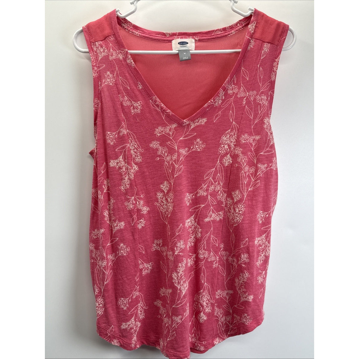 Old Navy Shirt Womens Small Tank Top Pink Floral Stretch Pullover M Mixed Media