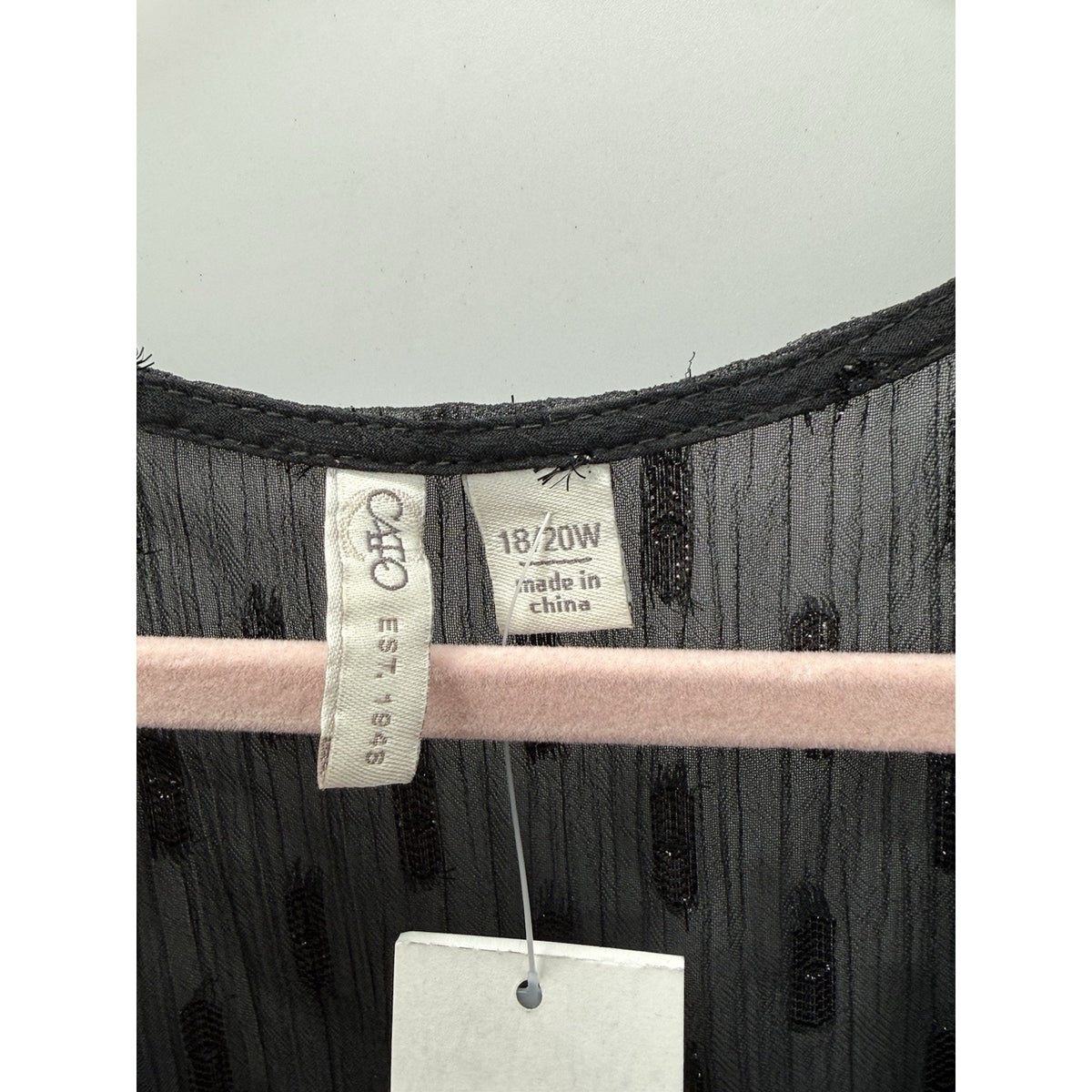 Cato 18 20W Sheer Black Duster Kimono Swiss Dot Tie Front Plus Size Boho