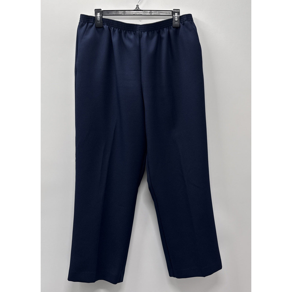 ALFRED DUNNER Navy Pants Stretch Women's Size 16 Blue Dress Pants Elastic Waist