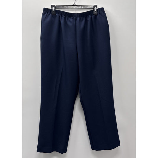 ALFRED DUNNER Navy Pants Stretch Women's Size 16 Blue Dress Pants Elastic Waist