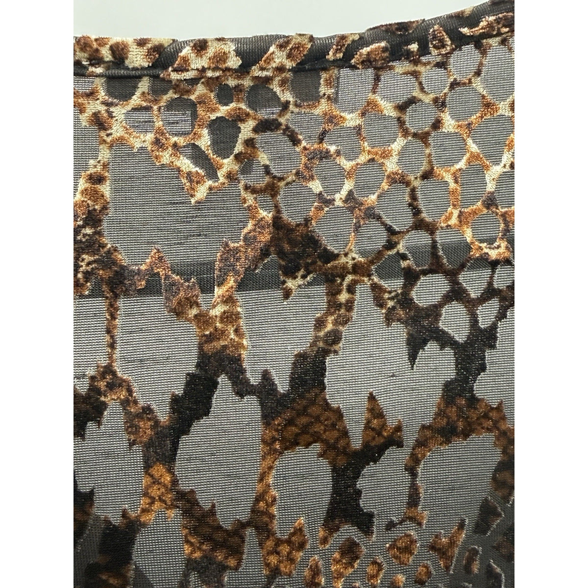 ROZ & Ali Animal Print Burnout Velvet Top Womens Large Sheer V Neck Blouse
