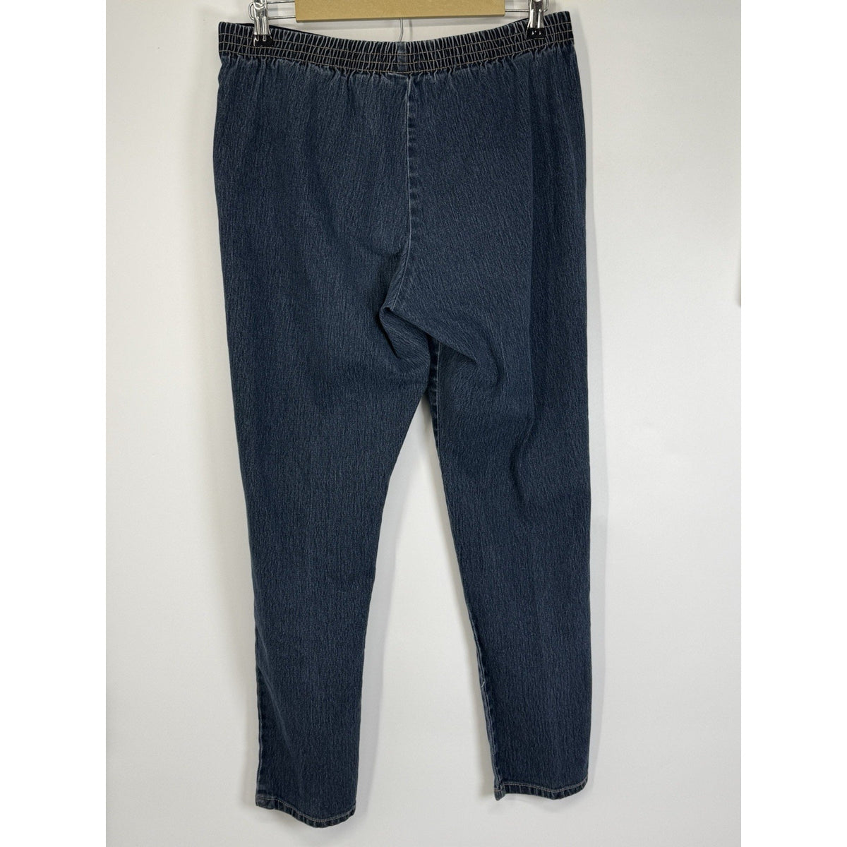 Basic Editions Womens Large Pull On Jeans Elastic Waist Stretch Dark Wash
