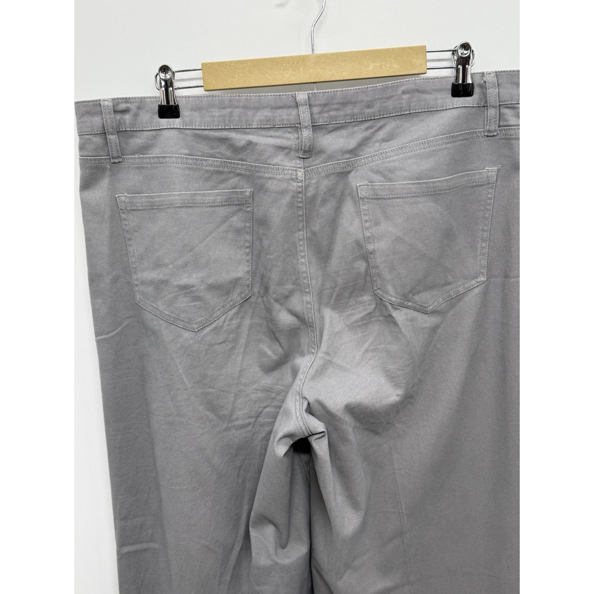 Metrostyle Pants Womens 16T Tall Gray Wide Leg Button Fly Stretch Cotton