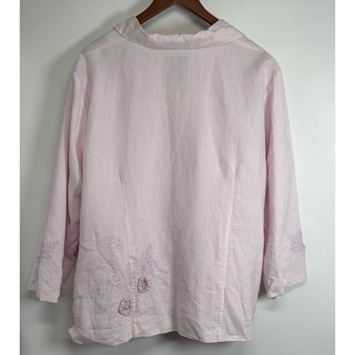 Carole Little Women’s 2X Pink100% Linen Beaded Floral Jacket Blazer