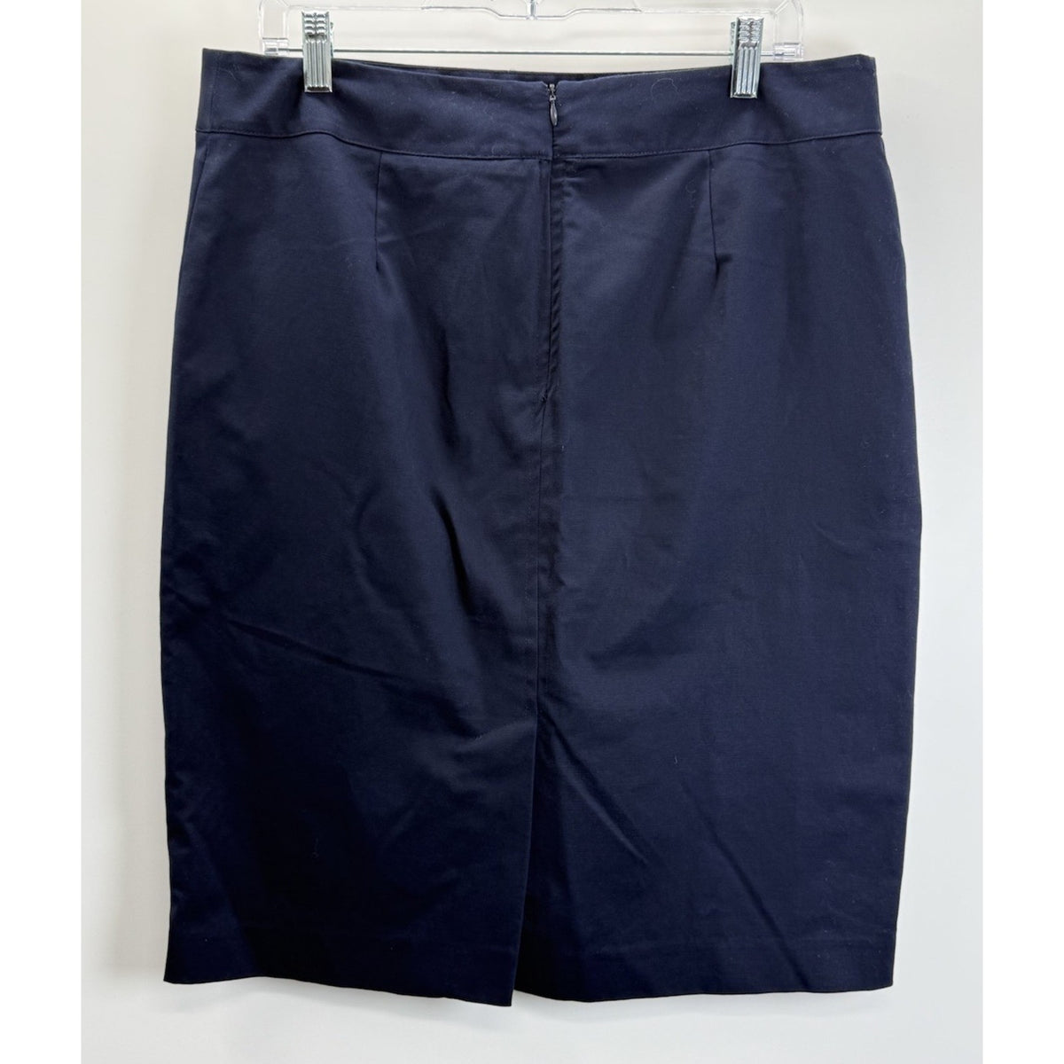 Rafaella Navy Blue Pencil Skirt Gold Zip Accent Stretch Career Size 12